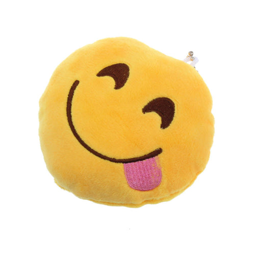 Cute Emoji Smiley Hungry Tongue Sunglass Key Chain Toy Plush Gift Bag Accessory EF8