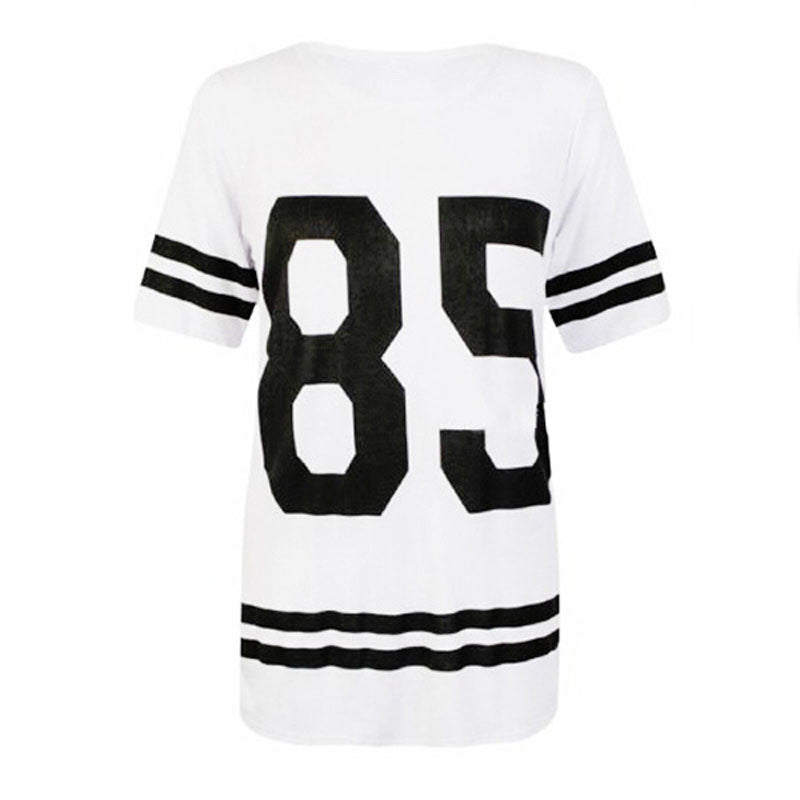 Fashion Womens Baseball Short Sleeeve Shirt Loose Mini Shirtdress 85 printed blouse EF8