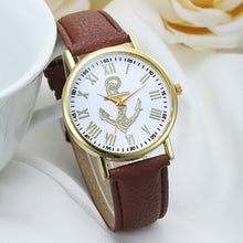 Fashion Womens Dress WatchRoman Numerals Boat Anchor Faux Leather Analog Quartz Wristwatch BluePink Freeship EF8