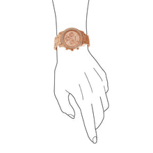 Faux Chronograph Quartz Plated Classic Round Women Crystals Watch EF8