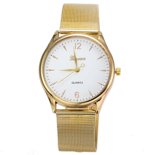 Gold watch Full stainless steel woman fashion dress watches men quartz watch qualityship EF8