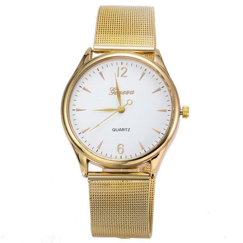 Gold watch Full stainless steel woman fashion dress watches men quartz watch qualityship EF8