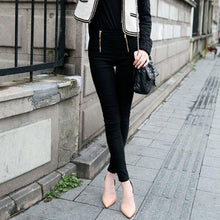 Lady Zip Pencil Pants High Waisted Slim Stretch Leggings Trousers Pants EF8