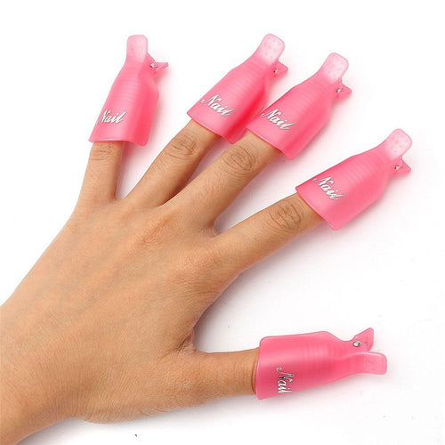 10pc Plastic Nail Art Soak Off Cap Clip UV Gel Polish Remover Wrap Tool EF8