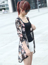 Fashion Women Stripe Printed Gauze Blouses Kimono Cardigan Coat Jacket Designer Vestideo EF8
