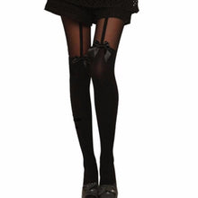 Women Clothing Vintage Tights Bow Pantyhose Tattoo Mock Bow Suspender Sheer Stockings EF8