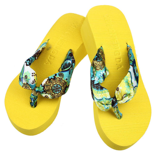 Korean Womens Casual Beach Slippers Wedge Platform Thong Flip Flops Sandals Shoes EF8