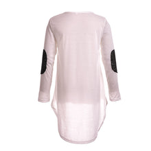 Sequins Elbow Casual Hi-Low Irregular Long Tee Women Full Sleeve T-Shirt Loose Boho Maxi Blusas Tops EF8