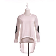 Sequins Elbow Casual Hi-Low Irregular Long Tee Women Full Sleeve T-Shirt Loose Boho Maxi Blusas Tops EF8