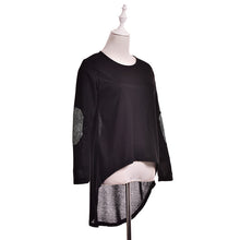 Sequins Elbow Casual Hi-Low Irregular Long Tee Women Full Sleeve T-Shirt Loose Boho Maxi Blusas Tops EF8