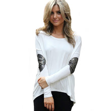 Sequins Elbow Casual Hi-Low Irregular Long Tee Women Full Sleeve T-Shirt Loose Boho Maxi Blusas Tops EF8