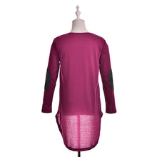 Sequins Elbow Casual Hi-Low Irregular Long Tee Women Full Sleeve T-Shirt Loose Boho Maxi Blusas Tops EF8