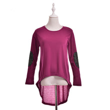 Sequins Elbow Casual Hi-Low Irregular Long Tee Women Full Sleeve T-Shirt Loose Boho Maxi Blusas Tops EF8