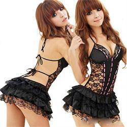 Sexy Costumes Details Sexy Lingerie Dress Underwear Backless Lace Set Erotic Lingerie G-string Black EF8