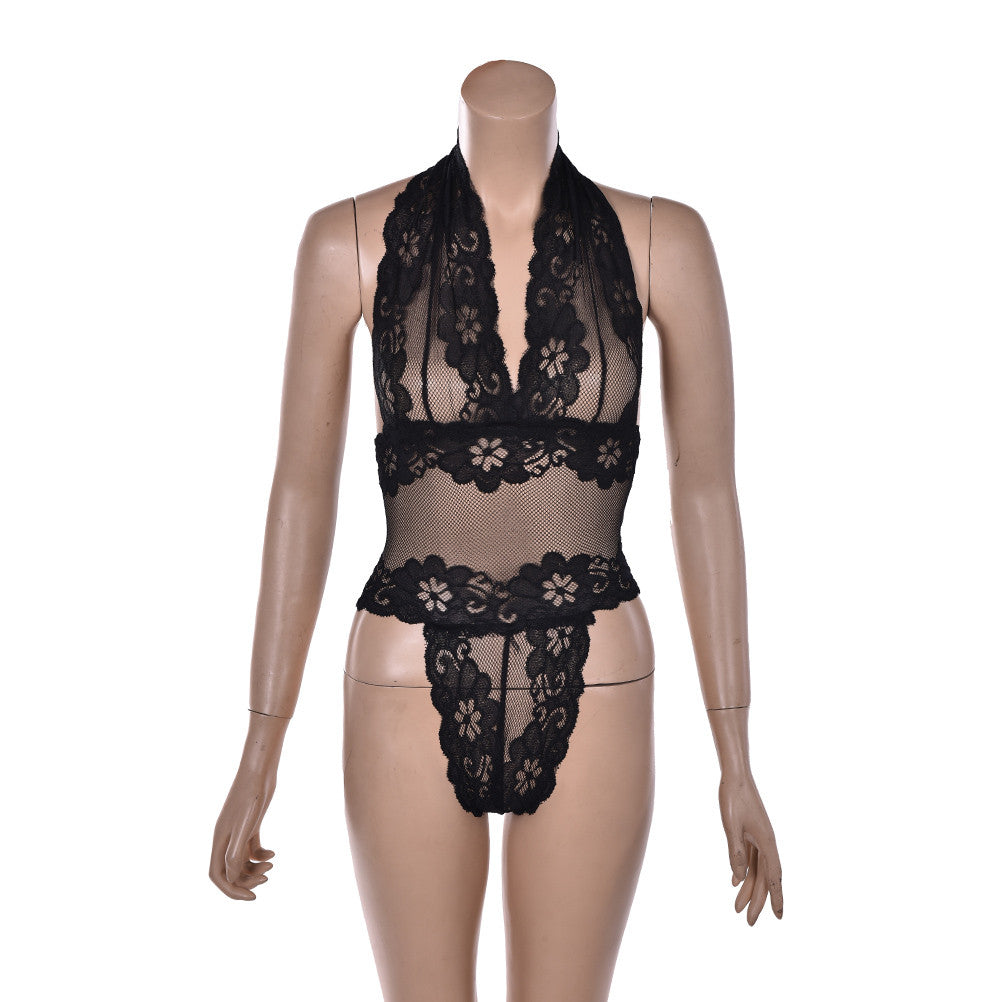 Sexy Lingerie Lace Bodysuits Sleepwear Pajamas Erotic Uniform Women's Underwear Conjoined Dress Leotard Intimates With G-string EF8