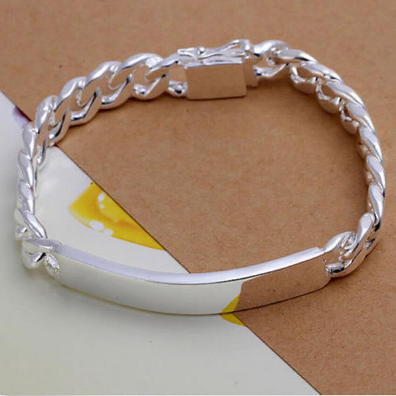 Silver Plated Gift Jewelry Bracelet 10cm Trendy Men Male Bangle Bracelet EF8