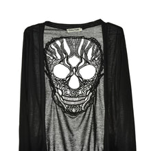 Long Sleeve Hollow Oversized Skull Pattern Cardigan Women Blouse Sexy Backless Crochet Lace Long Cardigans Jacket EF8