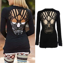 Long Sleeve Hollow Oversized Skull Pattern Cardigan Women Blouse Sexy Backless Crochet Lace Long Cardigans Jacket EF8