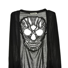 Long Sleeve Hollow Oversized Skull Pattern Cardigan Women Blouse Sexy Backless Crochet Lace Long Cardigans Jacket EF8