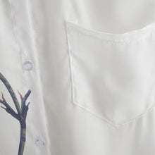 Rose Flower Printed Long Sleeve Blouse Women Turn Down Collar Chiffon Shirts White Big Size Women Office Shirt EF8