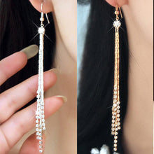 Super Long Dangle Earrings Cocktail Party Wedding Linear Earrings Women's Chic Rhinestone Tassels Earings EF8