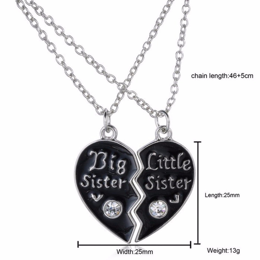 Sweet family jewelry-BFF Cute broken heart style big sister middle sister little sister best sister pendant necklace EF8