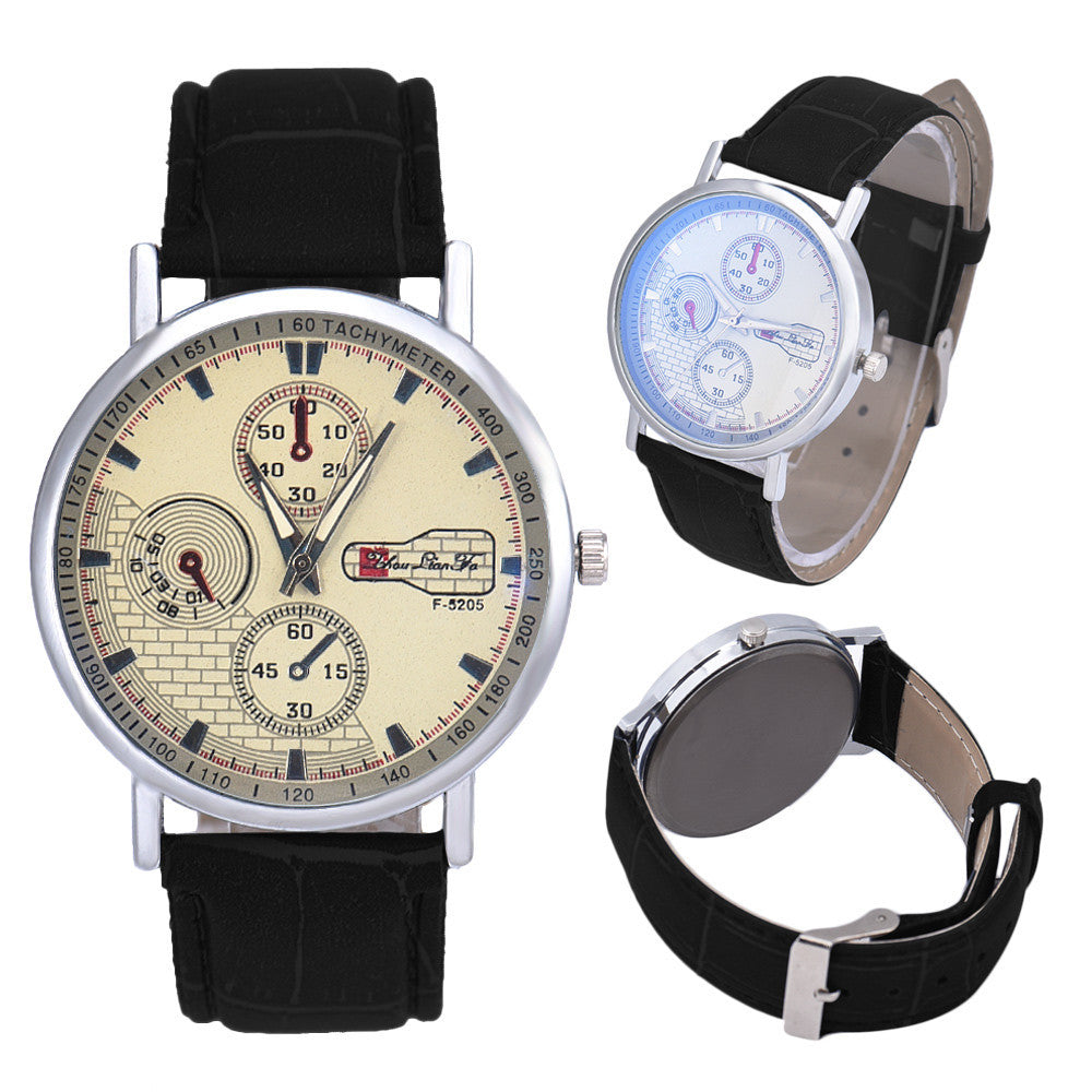 Retro Men's Leather Band Sport Analog Quartz Watch Simple Business Military Wristwatches Classics Dress Watches OC8 EF8