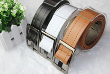Faux Leather Waist Belts Edge Sewing Thread Buckle Belt Men Women Design Black White Accessories EF8