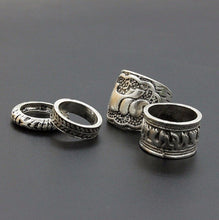 Vintage Punk Ring Set Unique Carved Antique Silver Elephant Totem Leaf Lucky Rings for Women Boho Beach Jewelry 4pc EF8