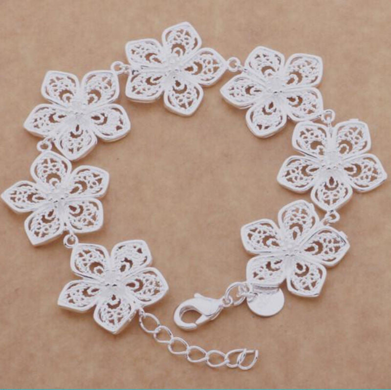 Vintage Trendy Flower Bracelet Women Girls Hollow Bracelets Bangles Jewelry Str  Bracelet EF8