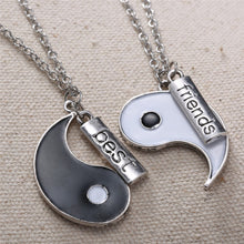 Vintage puzzle H  Stamped Friendship yin yang puzzle pendant chain Necklace unique personalized for friendship Valentine's Day EF8