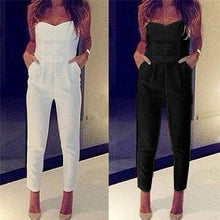 White Black Strapless Jumpsuit Rompers Womens Jumpsuit Women Sexy High Waist Slim Solid Pocket Long Jumpsuits Overalls Pant EF8