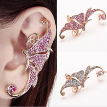 s Shiny Womens Butterfly Wings Shape Left Ear Clip Clamp Earrings EF8