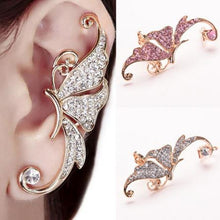 s Shiny Womens Butterfly Wings Shape Left Ear Clip Clamp Earrings EF8