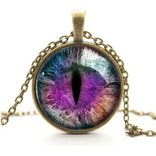 Blue Green Cat Eye Necklace Pendant Charming Rhinestone Ethnic Necklace for Men Women Jewelry EF8