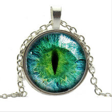 Blue Green Cat Eye Necklace Pendant Charming Rhinestone Ethnic Necklace for Men Women Jewelry EF8
