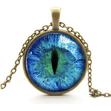 Blue Green Cat Eye Necklace Pendant Charming Rhinestone Ethnic Necklace for Men Women Jewelry EF8