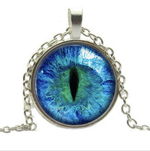 Blue Green Cat Eye Necklace Pendant Charming Rhinestone Ethnic Necklace for Men Women Jewelry EF8