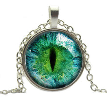 Blue Green Cat Eye Necklace Pendant Charming Rhinestone Ethnic Necklace for Men Women Jewelry EF8