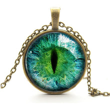 Blue Green Cat Eye Necklace Pendant Charming Rhinestone Ethnic Necklace for Men Women Jewelry EF8