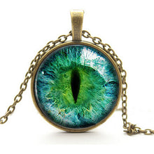 Blue Green Cat Eye Necklace Pendant Charming Rhinestone Ethnic Necklace for Men Women Jewelry EF8