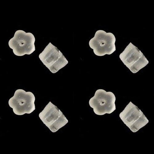 Rubber Flower Style Clear Studs Earring Back Jewelry Small Accessories 100Pcs EF8