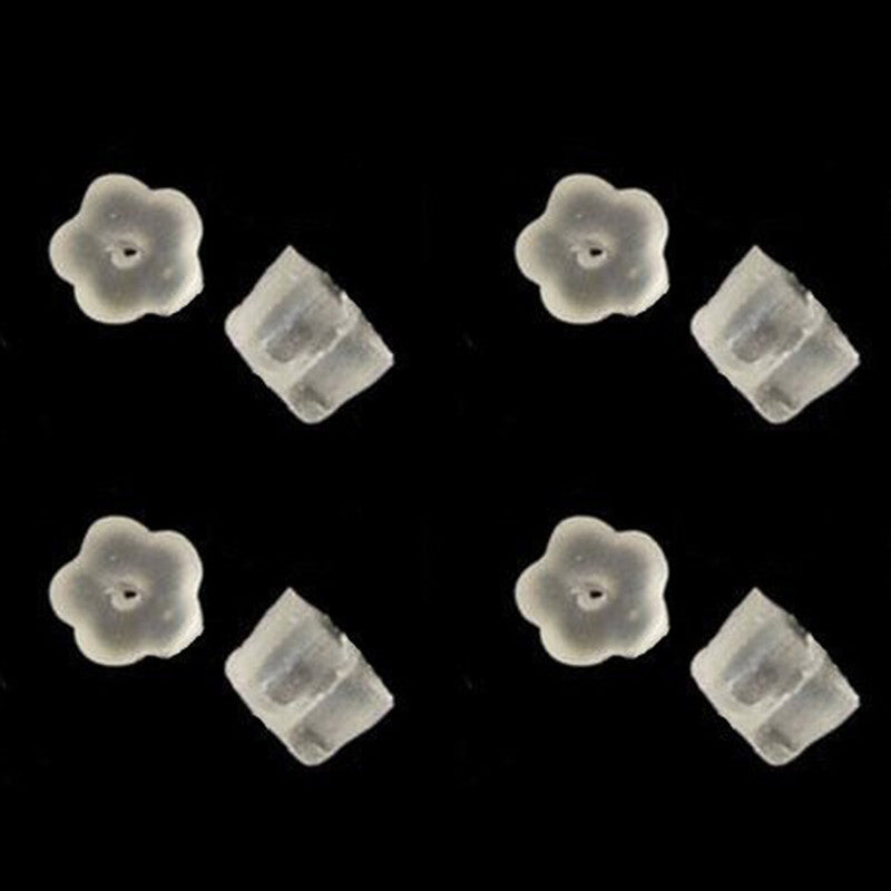 Rubber Flower Style Clear Studs Earring Back Jewelry Small Accessories 100Pcs EF8