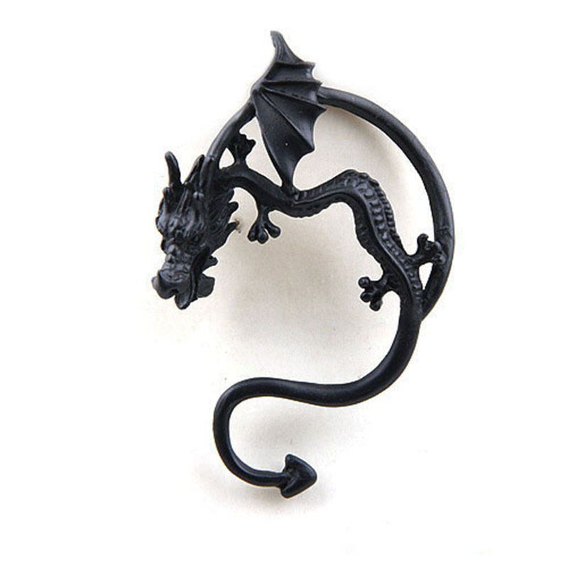 Sale Retro Vintage Black Silver Bronze Punk Temptation Metal Dragon Bite Ear Cuff Clip Wrap Earring Earrings EF8