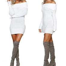 Sexy BodyCon Slim Sweater Mini Club Party Night Dress Women Long Sleeve Slash Neck Knit Dres3 Colors EF8