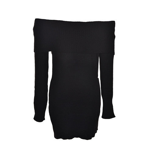 Sexy BodyCon Slim Sweater Mini Club Party Night Dress Women Long Sleeve Slash Neck Knit Dres3 Colors EF8