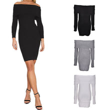 Sexy BodyCon Slim Sweater Mini Club Party Night Dress Women Long Sleeve Slash Neck Knit Dres3 Colors EF8