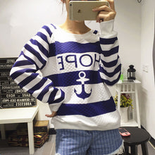 Women Long Sleeve Anchor Printed Hoodies Striped Causal Letter Women Pullover Sweatshirts Tracksuits Suit Tops S-XL EF8