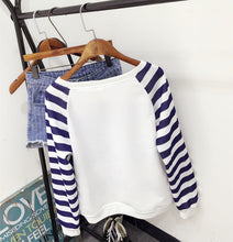 Women Long Sleeve Anchor Printed Hoodies Striped Causal Letter Women Pullover Sweatshirts Tracksuits Suit Tops S-XL EF8