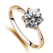 Women Charm Noble Simulated Diamond Wedding Rings Luxury Crystal Finger Rings Silver Gold color EF8